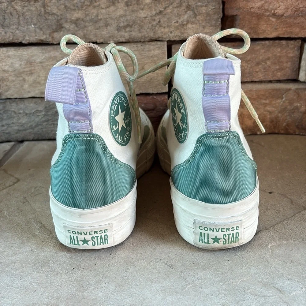 Converse Chuck Taylor All Star sz 8 high top cloth/leather platform sneakers
